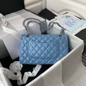 Chanel A01112 Flap Handbag Classic Bag Lambskin Sky Blue Silver - Default Title - View 2