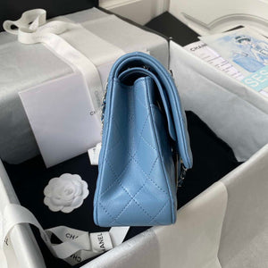Chanel A01112 Flap Handbag Classic Bag Lambskin Sky Blue Silver - Default Title - View 5