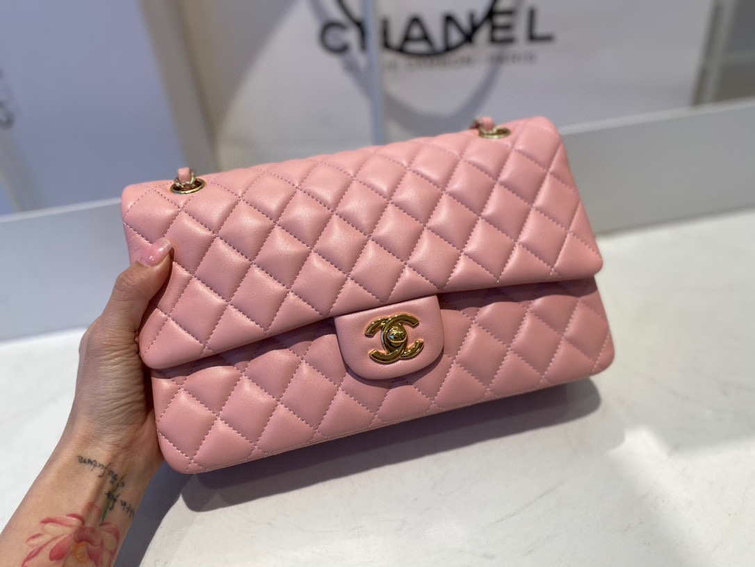 Chanel A01112 Flap Handbag Classic Bag Lambskin Pink Gold - Default Title - View 2