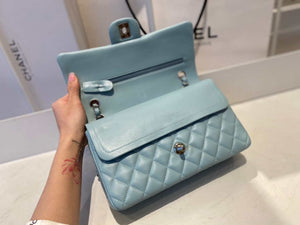 Chanel A01112 Flap Handbag Classic Bag Lambskin Light Blue Silver - Default Title - View 7