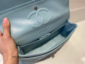 Chanel A01112 Flap Handbag Classic Bag Lambskin Light Blue Silver - Default Title - View 9