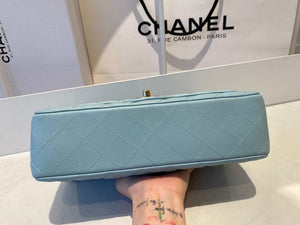 Chanel A01112 Flap Handbag Classic Bag Lambskin Light Blue Gold - Default Title - View 6
