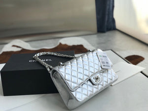 Chanel A01112 Flap Handbag Classic Bag Lambskin Silver - Default Title - View 3