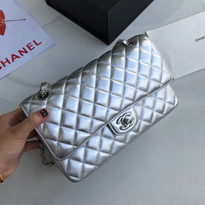 Chanel A01112 Flap Handbag Classic Bag Lambskin Silver - Default Title - View 5