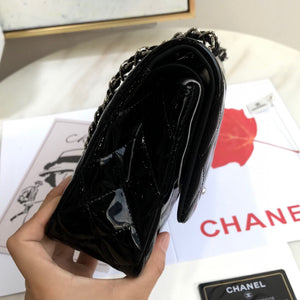 Chanel A01112 Flap Handbag Classic Bag Patent leather Lambskin Black Silvery - Default Title - View 3