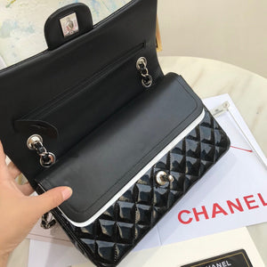 Chanel A01112 Flap Handbag Classic Bag Patent leather Lambskin Black Silvery - Default Title - View 7