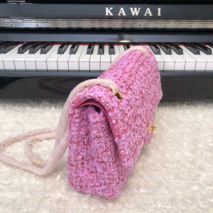 Chanel A01112 Flap Handbag Classic Bag Tweed Pink - Default Title - View 2