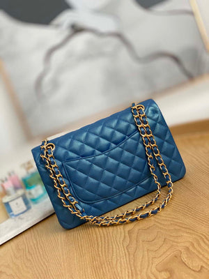Chanel A01112 Flap Handbag Classic Grained shiny Calfskin Navy Blue Gold - Default Title - View 2