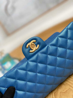 Chanel A01112 Flap Handbag Classic Grained shiny Calfskin Navy Blue Gold - Default Title - View 7