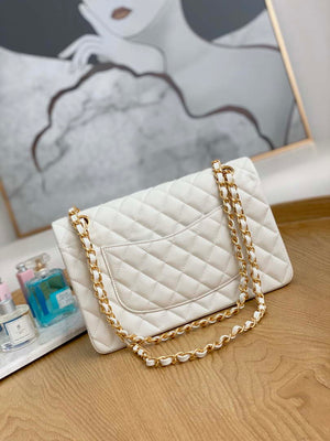 Chanel A01112 Flap Handbag Classic Grained shiny Calfskin White Gold - Default Title - View 2