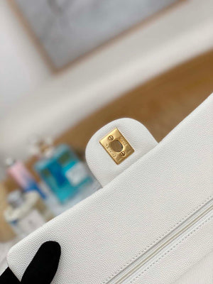 Chanel A01112 Flap Handbag Classic Grained shiny Calfskin White Gold - Default Title - View 4
