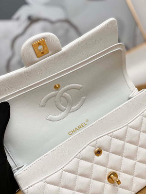 Chanel A01112 Flap Handbag Classic Grained shiny Calfskin White Gold - Default Title - View 5