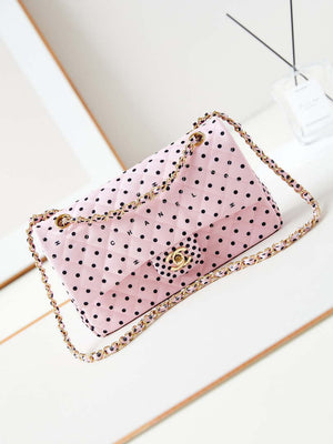 Chanel A01112 Flap Pink Fabric Printed with white raindrops - Default Title - View 1