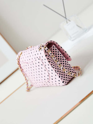 Chanel A01112 Flap Pink Fabric Printed with white raindrops - Default Title - View 4