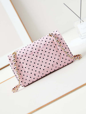 Chanel A01112 Flap Pink Fabric Printed with white raindrops - Default Title - View 5