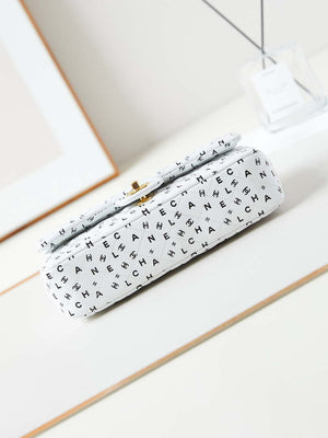 Chanel A01112 Flap White Lambskin Printed with Black CC logo - Default Title - View 5
