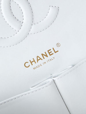 Chanel A01112 Flap White Lambskin Printed with Black CC logo - Default Title - View 8