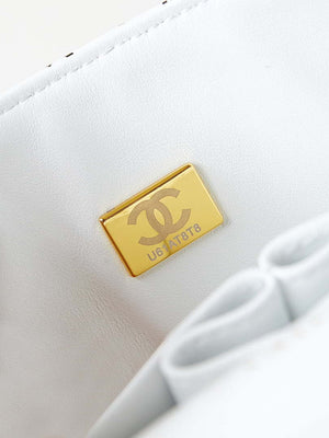 Chanel A01112 Flap White Lambskin Printed with Black CC logo - Default Title - View 9