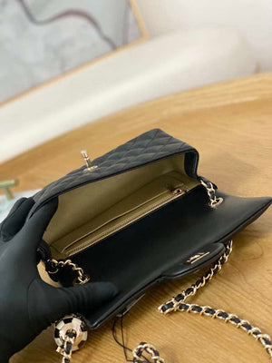 Chanel A01113 Flap Handbag Classic Bag Black Lambskin Gold With Ball - Default Title - View 8