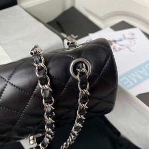 Chanel A01113 Flap Handbag Classic Bag Black Lambskin Silver - Default Title - View 4