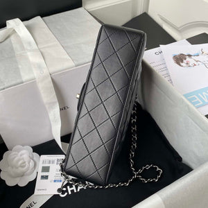 Chanel A01113 Flap Handbag Classic Bag Black Lambskin Silver - Default Title - View 5