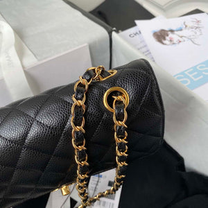 Chanel A01113 Flap Handbag Classic Bag Grained shiny Calfskin Black Gold - Default Title - View 4