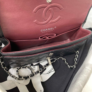 Chanel A01113 Flap Handbag Classic Bag Grained shiny Calfskin Black Silver - Default Title - View 7