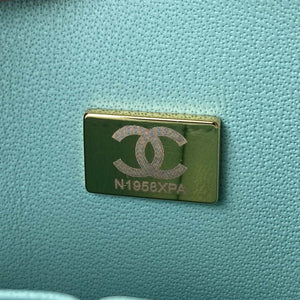 Chanel A01113 Flap Handbag Classic Bag Grained shiny Calfskin Lake Blue Gold - Default Title - View 9