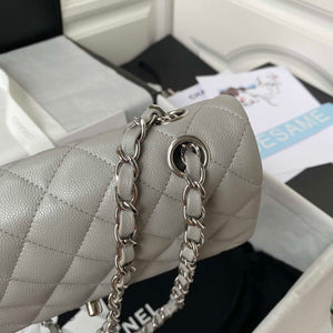 Chanel A01113 Flap Handbag Classic Bag Grained shiny Calfskin Ligth Gray Silver - Default Title - View 4