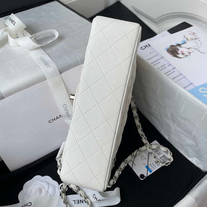 Chanel A01113 Flap Handbag Classic Bag Grained shiny Calfskin White Silver - Default Title - View 6