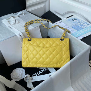 Chanel A01113 Flap Handbag Classic Bag Grained shiny Calfskin Yellow Silver - Default Title - View 2