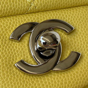 Chanel A01113 Flap Handbag Classic Bag Grained shiny Calfskin Yellow Silver - Default Title - View 3