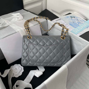 Chanel A01113 Flap Handbag Classic Bag Lambskin Gray Gold - Default Title - View 2