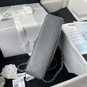 Chanel A01113 Flap Handbag Classic Bag Lambskin Gray Silver - Default Title - View 5