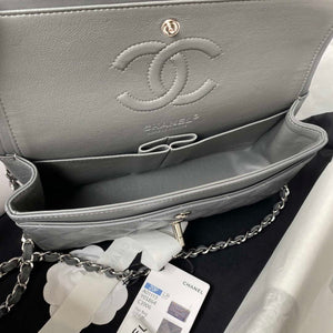 Chanel A01113 Flap Handbag Classic Bag Lambskin Gray Silver - Default Title - View 6