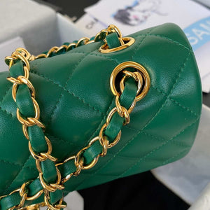 Chanel A01113 Flap Handbag Classic Bag Lambskin Green Gold - Default Title - View 4