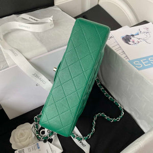 Chanel A01113 Flap Handbag Classic Bag Lambskin Green Silver - Default Title - View 5