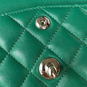 Chanel A01113 Flap Handbag Classic Bag Lambskin Green Silver - Default Title - View 8