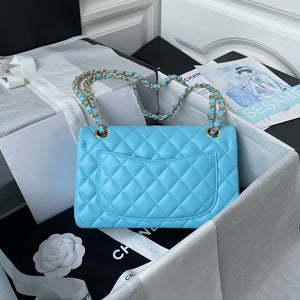 Chanel A01113 Flap Handbag Classic Bag Lake Blue Lambskin Gold - Default Title - View 2