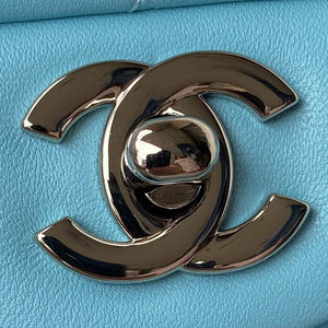 Chanel A01113 Flap Handbag Classic Bag Lake Blue Lambskin Silver - Default Title - View 3