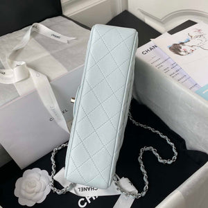 Chanel A01113 Flap Handbag Classic Bag Lambskin Light Blue Silver - Default Title - View 6