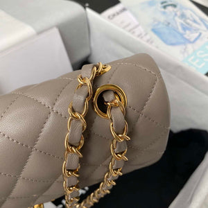 Chanel A01113 Flap Handbag Classic Bag Lambskin Light Gray Gold - Default Title - View 4