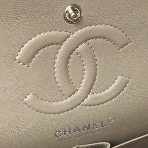 Chanel A01113 Flap Handbag Classic Bag Lambskin Light Gray Silver - Default Title - View 8