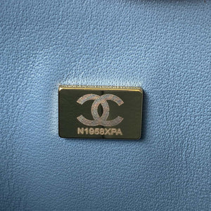 Chanel A01113 Flap Handbag Classic Bag Lambskin Sky Blue Gold - Default Title - View 9