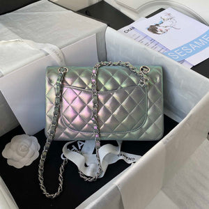 Chanel A01113 Flap Handbag Classic Bag Silver Lambskin silver - Default Title - View 2