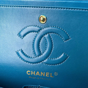 Chanel A01113 Flap Handbag Classic Bag Yellow Lambskin with Blue Hardware - Default Title - View 9