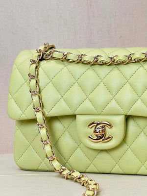 Chanel A01117 Flap Handbag Classic Bag 23cm Light Green Lambskin - Default Title - View 4