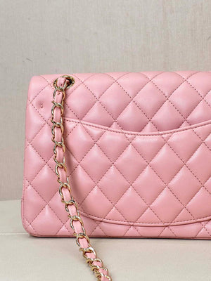 Chanel A01117 Flap Handbag Classic Bag 23cm Pink Lambskin - Default Title - View 9