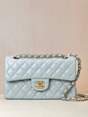 Chanel A01117 Flap Handbag Classic Bag 23cm Light Blue Lambskin - Default Title - View 1