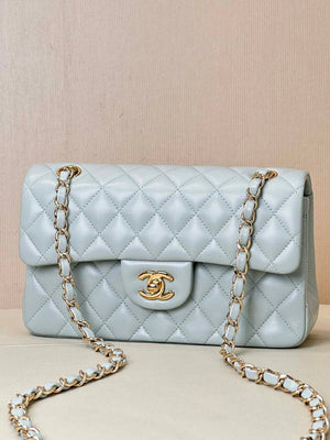 Chanel A01117 Flap Handbag Classic Bag 23cm Light Blue Lambskin - Default Title - View 4